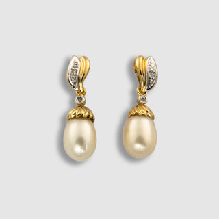 Perlenohrschmuck Ohrhaenger aus Weißgold mit Brillant aus zweiter Hand