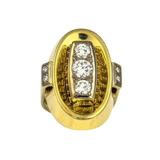 Vintage Brillantring aus Gelb- und Weißgold