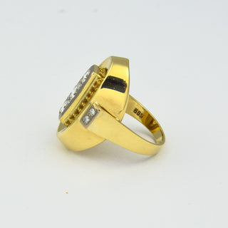 Vintage Brillantring aus Gelb- und Weißgold