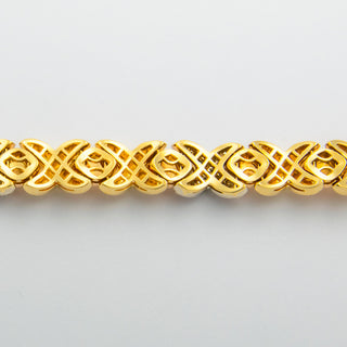 Vintage Gliederarmband aus Gelb- und Weißgold mit Brillant