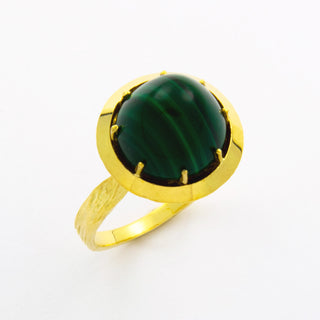Vintage Ring aus Gelbgold mit Malachit