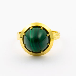 Vintage Ring aus Gelbgold mit Malachit