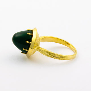 Vintage Ring aus Gelbgold mit Malachit