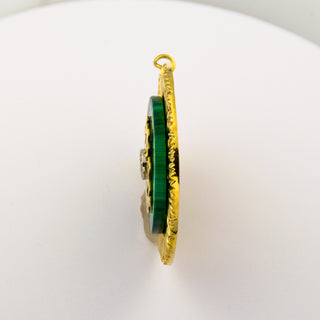 Vintage Anhänger aus Gelb- und Weißgold mit Malachit und Brillant