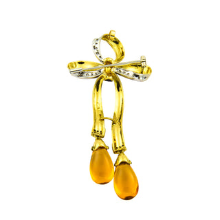 Anhänger/Brosche Schleife aus Gelb- und Weißgold mit Citrin und Brillant