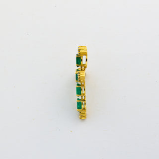 Vintage Kreuzanhänger aus Gelb- und Weißgold mit Smaragd und Brillant