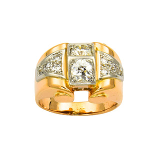 Vintage Brillantring aus Rose- und Weißgold