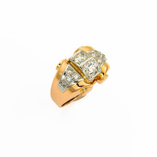 Vintage Brillantring aus Rose- und Weißgold