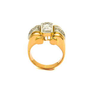 Vintage Brillantring aus Rose- und Weißgold