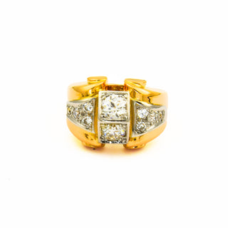 Vintage Brillantring aus Rose- und Weißgold