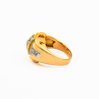 Vintage Brillantring aus Rose- und Weißgold