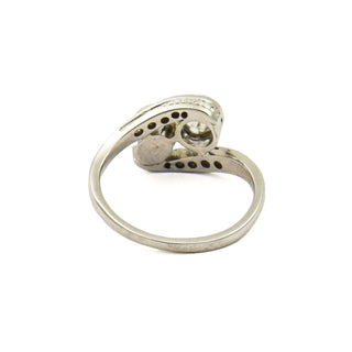 Art Déco Toi-et-Moi Ring aus Weißgold mit Perle und Diamant