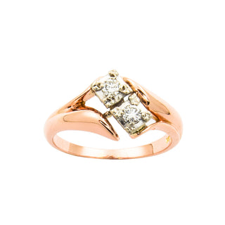 Vintage Brillantring aus Rot- und Weißgold