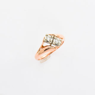 Vintage Brillantring aus Rot- und Weißgold