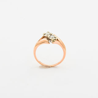 Vintage Brillantring aus Rot- und Weißgold