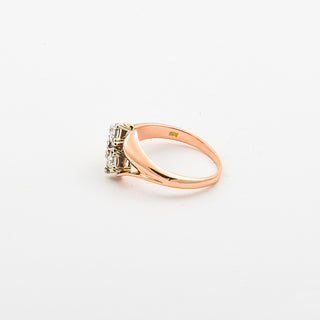 Vintage Brillantring aus Rot- und Weißgold