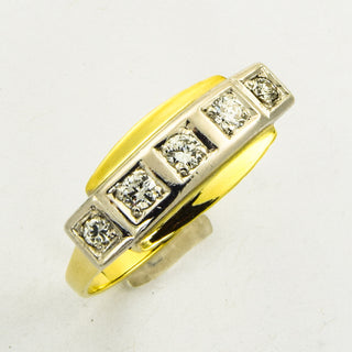 Brillantring aus Gelb- und Weißgold