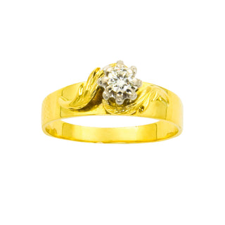 Solitärring aus Gelb- und Weißgold mit Brillant