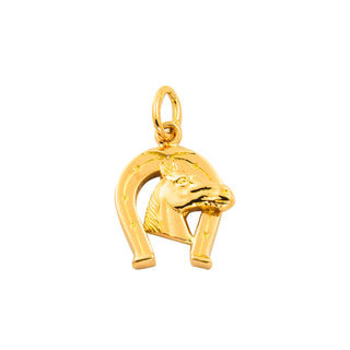 Anhänger Hufeisen mit Pferd aus Gelbgold