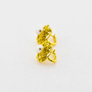 Perlenohrstecker aus Gelbgold, 1960-1970er Jahre