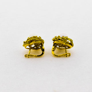 Perlenohrstecker aus Gelbgold, 1960-1970er Jahre