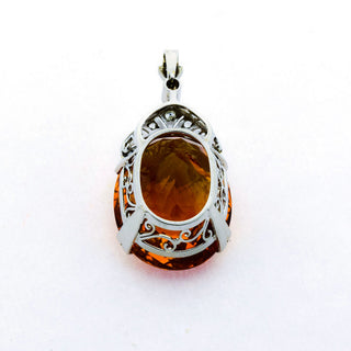 Antiker Anhänger aus Weißgold mit Citrin und Diamant, um 1900