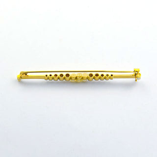 Art Déco Perlenbrosche aus Gelbgold/Platin mit Brillant
