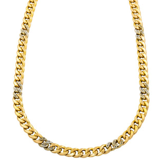 Panzerkette aus Gelb- und Weißgold mit Diamant