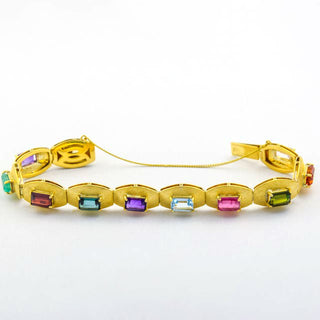 Armband aus Gelbgold mit Smaragd, Aquamarin und Citrin