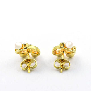 Perlenohrstecker aus Gelb- und Weißgold mit Diamant