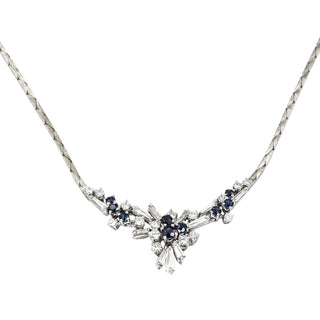 Collier aus Weißgold mit Saphiren und Brillanten
