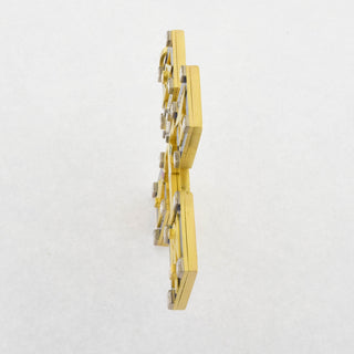 A. Frühauf Kreuzanhänger aus Gelb- und Weißgold mit Rubin und Smaragd, 1960-1970er, Handarbeit