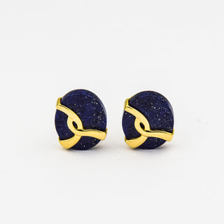 Akiko Ohrstecker aus 585 Gelb- und Weißgold mit Lapislazuli, nachhaltiger second hand Schmuck perfekt aufgearbeitet