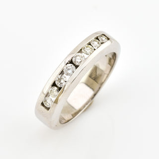 Allianzring aus 585 Weißgold mit Brillant, nachhaltiger second hand Schmuck perfekt aufgearbeitet