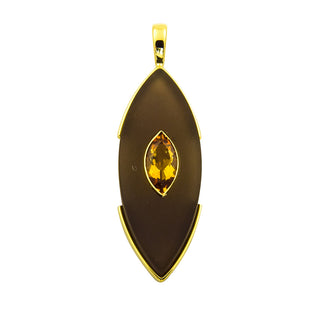 An-/Einhänger aus 585 Gelbgold mit Rauchquarz und Citrin, nachhaltiger second hand Schmuck perfekt aufgearbeitet