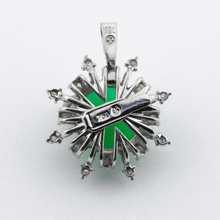 Anhänger aus 585 Gelb- und Weißgold mit Chrysopras, Brillant und Diamant, nachhaltiger second hand Schmuck perfekt aufgearbeitet