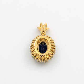 Anhänger aus 585 Gelb- und Weißgold mit Saphir und Brillant, nachhaltiger second hand Schmuck perfekt aufgearbeitet