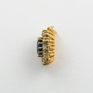 Anhänger aus 585 Gelb- und Weißgold mit Saphir und Brillant, nachhaltiger second hand Schmuck perfekt aufgearbeitet