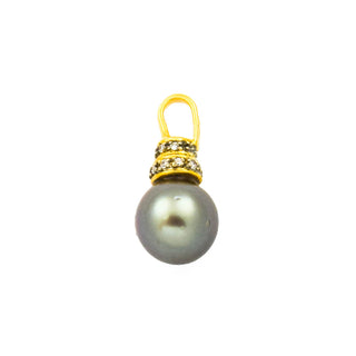 Anhänger aus 750 Gelbgold mit Perle und Diamant, nachhaltiger second hand Schmuck perfekt aufgearbeitet