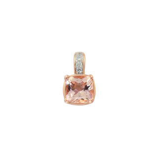 Anhänger aus 585 Roségold mit Morganit und Brillant, nachhaltiger second hand Schmuck perfekt aufgearbeitet