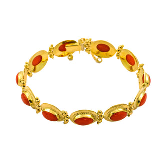 Korallarmband aus 750 Gelbgold, nachhaltiger second hand Schmuck perfekt aufgearbeitet