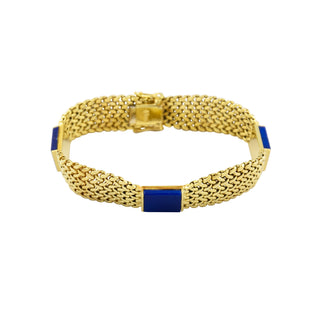 Armband aus 585 Gelbgold mit Lapislazuli, nachhaltiger second hand Schmuck perfekt aufgearbeitet