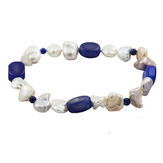 Perlenarmband mit Achat und Lapislazuli, nachhaltiger second hand Schmuck perfekt aufgearbeitet