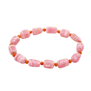 Armband mit Rhodochrosit und Koralle, nachhaltiger second hand Schmuck perfekt aufgearbeitet