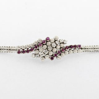 Armband aus 750 Weißgold mit Rubin und Brillant, 1970er Jahre, nachhaltiger second hand Schmuck perfekt aufgearbeitet