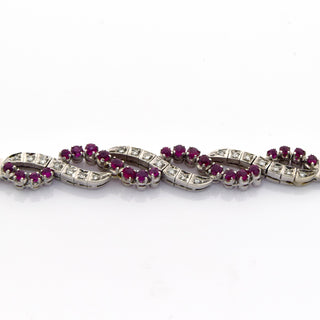 Rubinarmband aus 750 Weißgold mit Diamant, nachhaltiger second hand Schmuck perfekt aufgearbeitet
