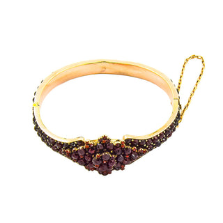 Granatarmreif aus Metall, nachhaltiger second hand Schmuck perfekt aufgearbeitet