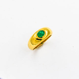 Bandring aus 750 Gelbgold mit Smaragd, nachhaltiger second hand Schmuck perfekt aufgearbeitet