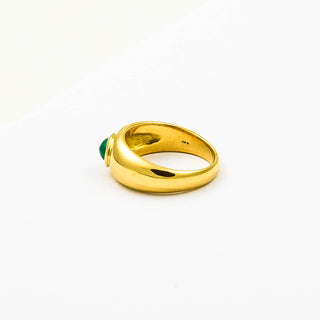 Bandring aus 750 Gelbgold mit Smaragd, nachhaltiger second hand Schmuck perfekt aufgearbeitet