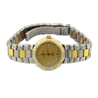Baume & Mercier Riviera Quarzwerk mit Edelsteinbesatz, Datumsanzeige, Zentralsekunde und verschraubter Gehäuseboden, gebrauchte Luxusuhr im Top-Zustand